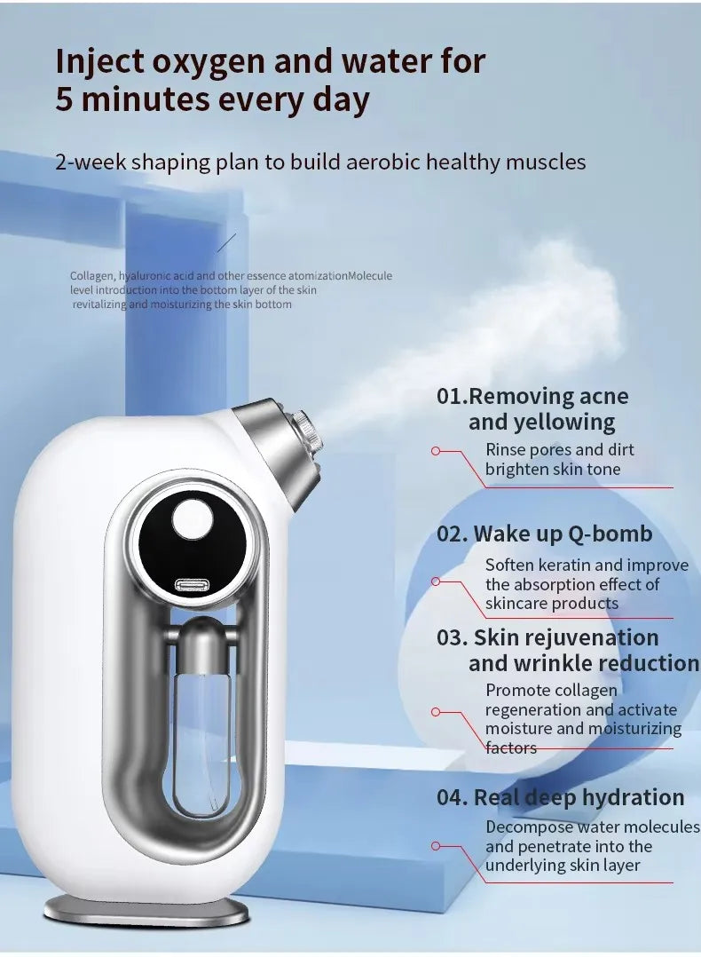 Nano Oxygen Injection Facial Moisturizing Steamer Machine Handheld Spray Gun Beauty Spray Mist Mini Oxygen