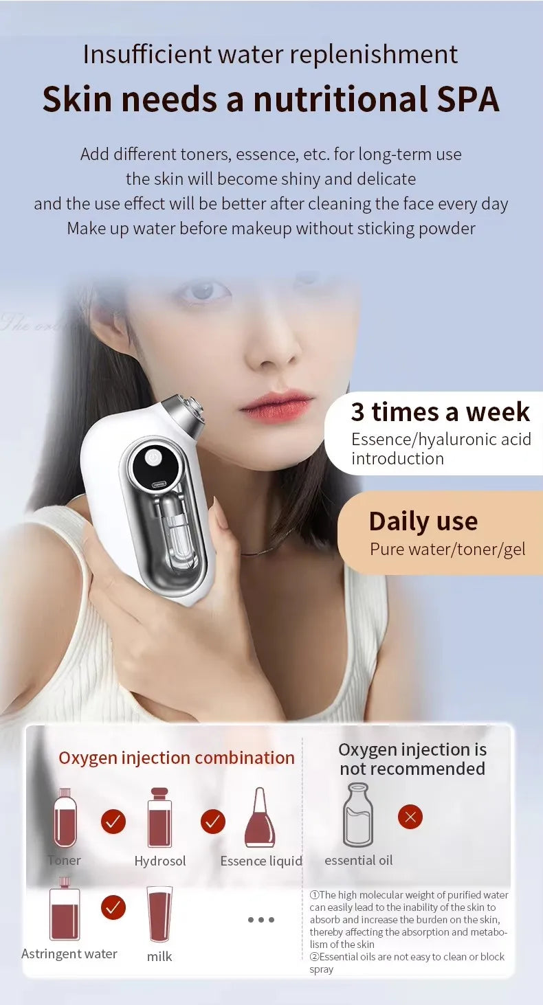 Nano Oxygen Injection Facial Moisturizing Steamer Machine Handheld Spray Gun Beauty Spray Mist Mini Oxygen