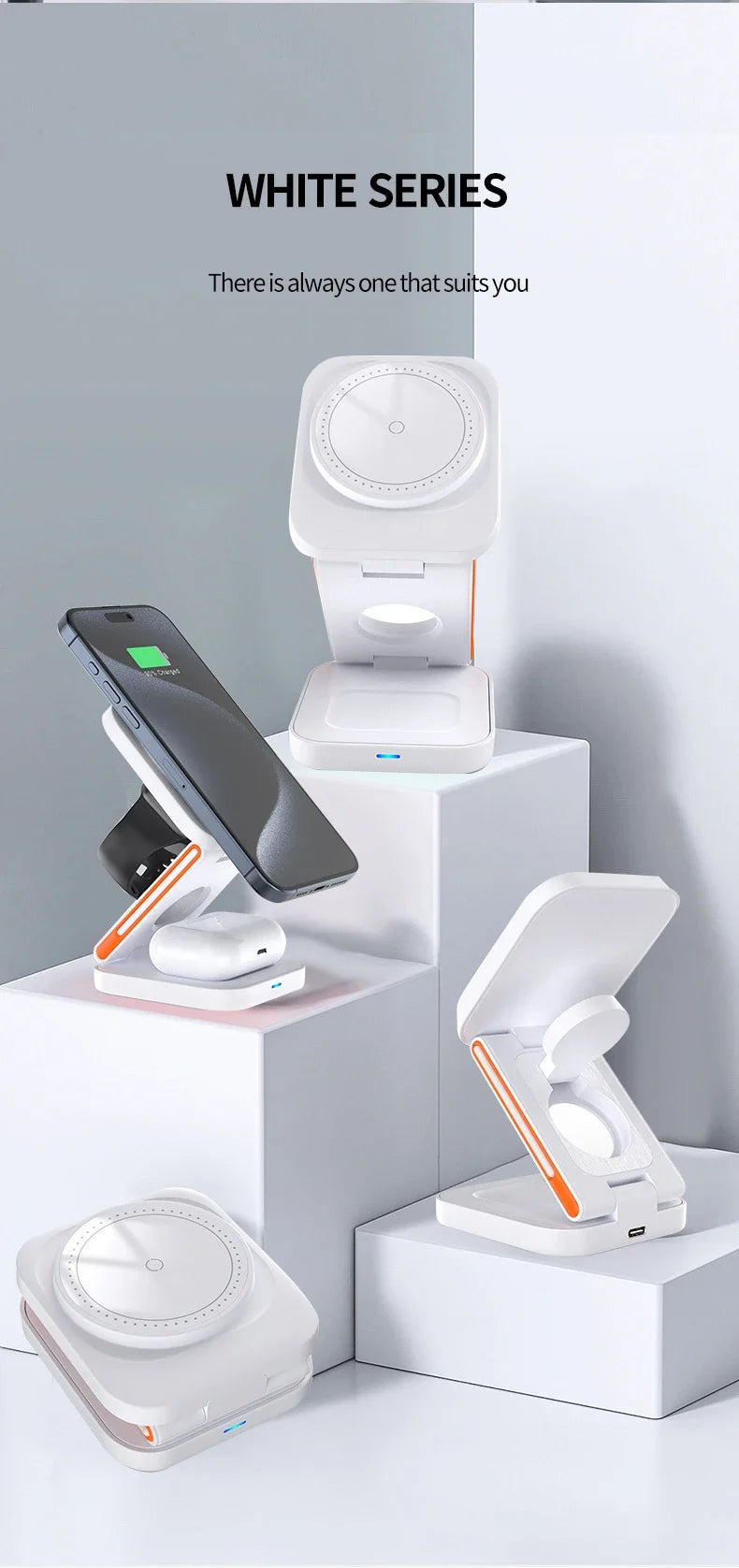 VIKEFON 30W 3 in 1 Foldable Charging Station