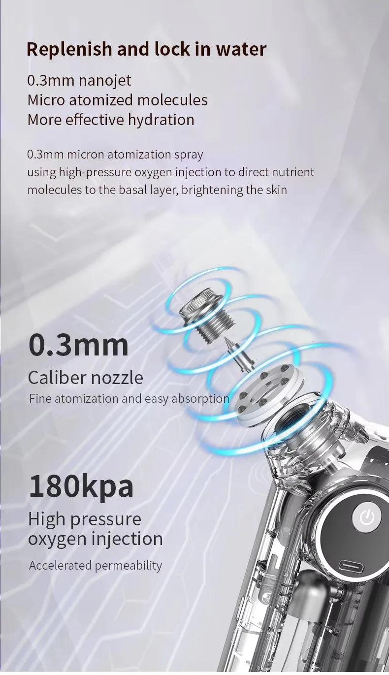 Nano Oxygen Injection Facial Moisturizing Steamer Machine Handheld Spray Gun Beauty Spray Mist Mini Oxygen