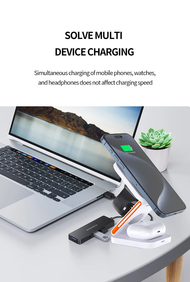 VIKEFON 30W 3 in 1 Foldable Charging Station