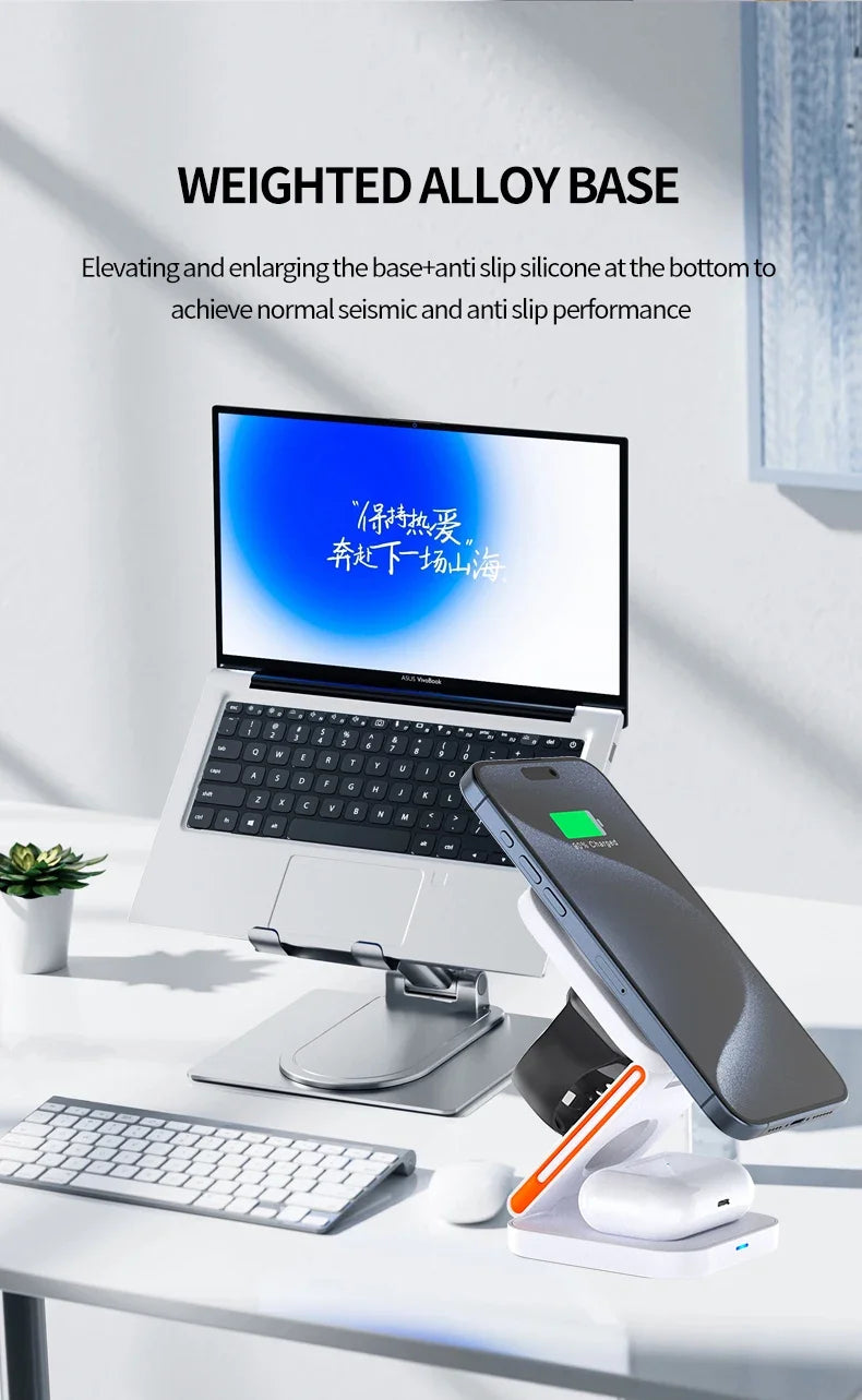 VIKEFON 30W 3 in 1 Foldable Charging Station